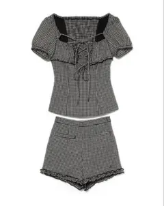 カットソー(半袖+袖なし) andmary Dorothy gingham check set up ANDMARY】Dorothy gingham check set up