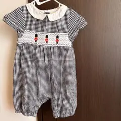 jojomamanbebe ギンガムチェック半袖ロンパース 6-12m