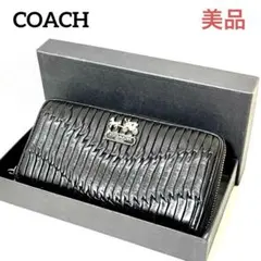 ✨美品✨希少✨COACH コーチ◆黒ブラック◆馬車メタルロゴ◆長財布