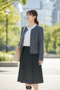 【新品】 キャトルエピス ママスーツ ノーカラー ツイード セレモニー 15号