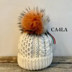CA4LA ニット帽 オレンジポンポン付き