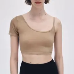 【ZARA/ザラ】シームレスクロップドリブトップス