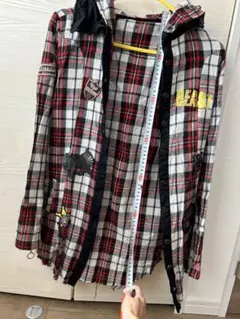 VAMPS LIVE 2010 グッズ フード付きチェックシャツ HYDE赤