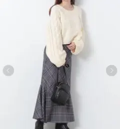 Heather バックリボンケーブルニット