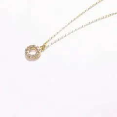 キュービックジルコニア ゴールドリングネックレス