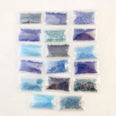 デリカビーズ ブルー青水色系色違い17個セット アソートパック ビーズまとめ売り