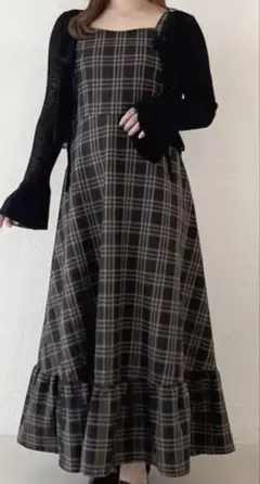 apresjour ティアードキャミワンピース チャコルグレーフリーサイズ