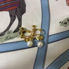 イヤリング パール風、サンゴ風セット