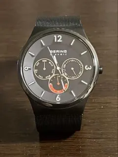 BERING CERAMIC メンズ腕時計 ブラック メッシュベルト 電池交換済のサムネイル