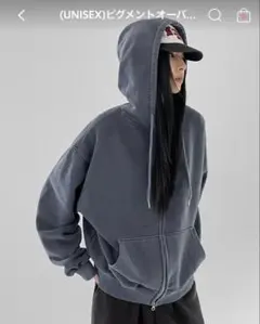 BLACKUP ピグメントオーバーパーカー チャコール