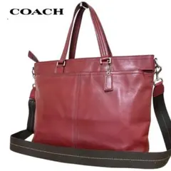 【美品】コーチ COACH★レキシントン70673★2wayビジネスバッグ 赤