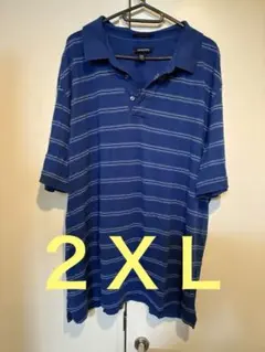 Lands' End ストライプ ポロシャツ XXLのサムネイル