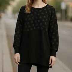 ラナン チュニック ニット 長袖 ゆったりシルエット 大きいサイズ 美品