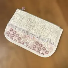 NO.462☻ インド刺繍リボンポーチ(L)