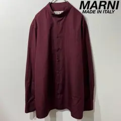 希少 美品 MARNI 上質 デザイン バンドカラー シャツ 44のサムネイル