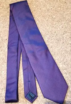 美品LES MUES シルク100%ネクタイ 紫 ヘリンボーン