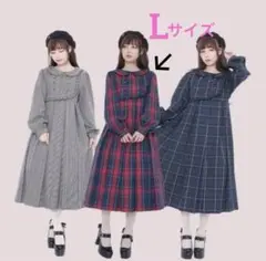 皆方由衣 しまむら コラボ タータンチェック ワンピース Lサイズ レッド