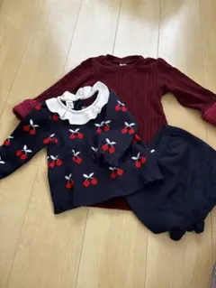 SHEIN チェリー柄 ニットセットアップ　赤ニットワンピース12-18M