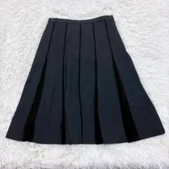 y8790 ミモレ丈プリーツフレアスカート 黒 シアー 綺麗めカジュアル 上品