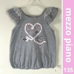 mezzo piano リボンとお花の刺繍Tシャツ size 135