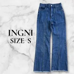 INGNI イング　フレアパンツ　デニム　センタープレス　ブルー　売り切れ品　S