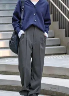 スピックアンドスパン ダブルクロスツータックパンツ グレー34