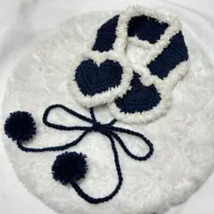 【期間限定価格】ハート イヤーマフ ハンドメイド 編み物 フワフワ リボン