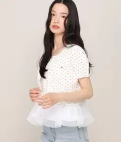 【Heather】♡バルーンヘムドットカーディガンSET♡美品のサムネイル