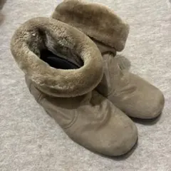 ベージュ スエード ムートンブーツ