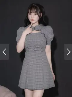 pium ぴうむ ダブルベルトカットアウトワンピース ギンガムチェック