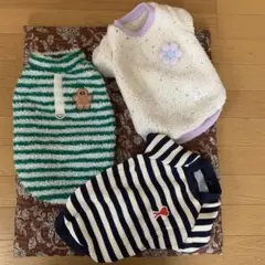 犬服 3点セット フリース・ストライプ