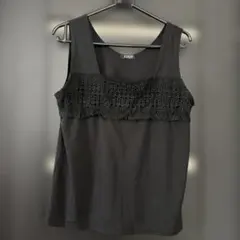 レース装飾 黒 タンクトップ