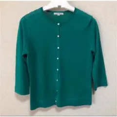 Mサイズ【カーディガン】緑/8分丈　春物レディース　春コーデ　着回し　夏 薄手