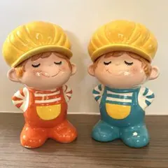 水森亜土　レトロ陶器貯金箱