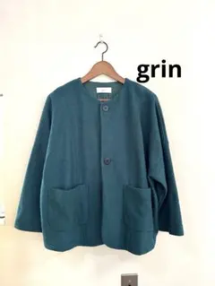 grin グリン ノーカラーコート アウター ショートコート