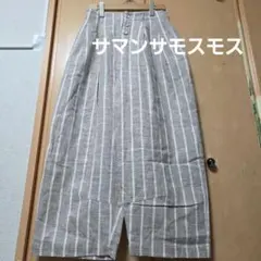 サマンサモスモス SM2 ナチュラル綿麻 ストライプ ワイドパンツ