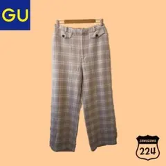 GU チェックパンツ ストレートパンツ グレー 202-2553