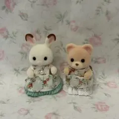 シルバニア 赤ちゃん ドレス 2着セット ハンドメイド 花柄 レース