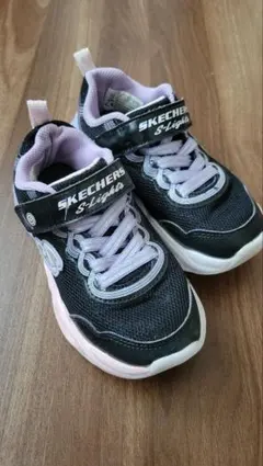 SKECHERS S-Lights 光るスニーカー ブラック/ピンク17cm
