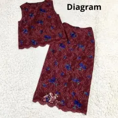 美品♡Diagram セットアップ　ブラウス　スカート　レース　花柄　刺繍　36