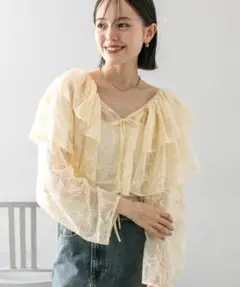【美品】mystic レースボレロブラウス イエロー