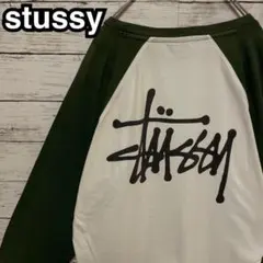 617【即完売品】ステューシー♤ビッグロゴ　ラグランTシャツ　入手困難　希少