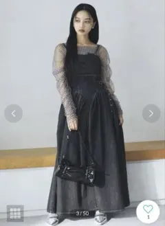 デニムベルトギャザーキャミワンピース