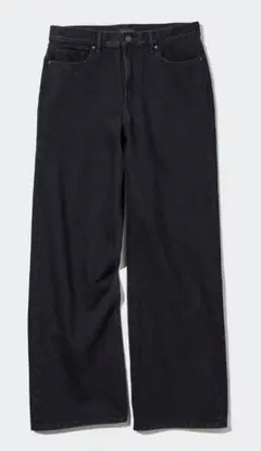 I4 W68.5 ユニクロ ローライズ バギージーンズ 黒