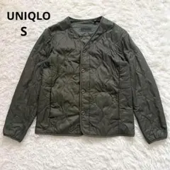 ユニクロ ウォームパデットミリタリージャケット キルティング　カーキ　S 薄手