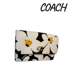 『極美品』COACH フラワープリント 三つ折りミニ財布