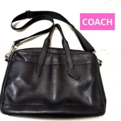 COACH ビジネスバッグ　レザー　ネイビー