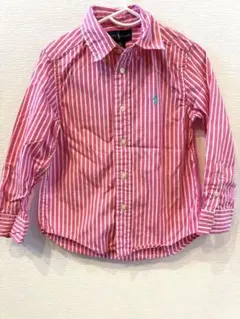 赤と白のストライプ ボタンダウンシャツ 100cm~