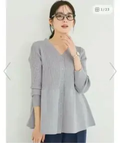 coca ペプラムニットチュニックカーディガン