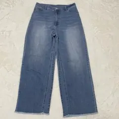 【人気】a.v.v カットオフ ワイド デニム ジーンズ ブルー 美シルエット